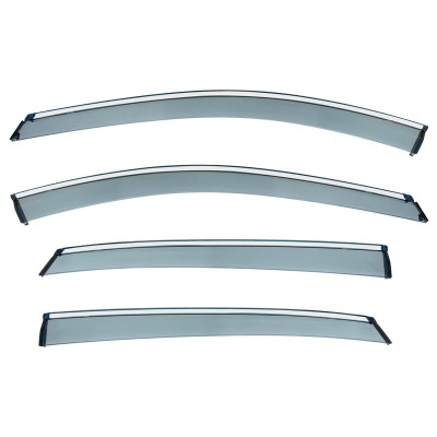 Дефлектори вікон Chery Tiggo 2/2 Pro з хром смугою