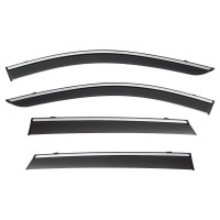 Вітровики, козирки на двері(компл. 4 шт.) чорні з хромовим молдингом, BYD Song Plus Вітровики, козирки на двері(компл. 4 шт.) чорні з хромовим молдингом, BYD Song Plus