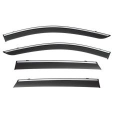 Вітровики, козирки на двері(компл. 4 шт.) чорні з хромовим молдингом, BYD Song Plus Вітровики, козирки на двері(компл. 4 шт.) чорні з хромовим молдингом, BYD Song Plus
