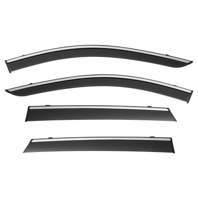 Вітровики, козирки на двері(компл. 4 шт.) чорні з хромовим молдингом, BYD Song Plus Вітровики, козирки на двері(компл. 4 шт.) чорні з хромовим молдингом, BYD Song Plus