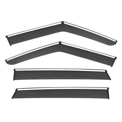 Ветровики, козырьки на двери(компл. 4 шт.) черные с хромовым молдингом, BYD Yuan UP